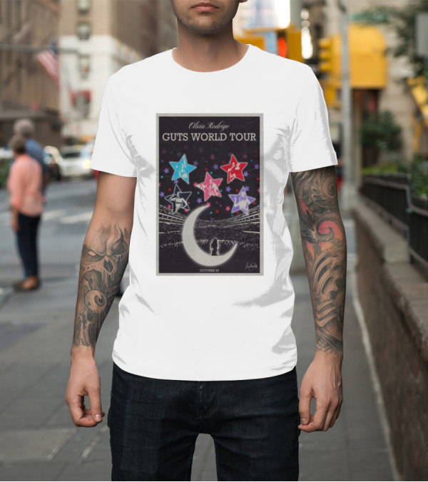 Shirt: Olivia Rodrigo Guts World Tour October 29 Five Stars Moon Stadium T-Shirt Olivia Rodrigo Guts World Tour October 29 Five Stars Moon Stadium T-Shirt