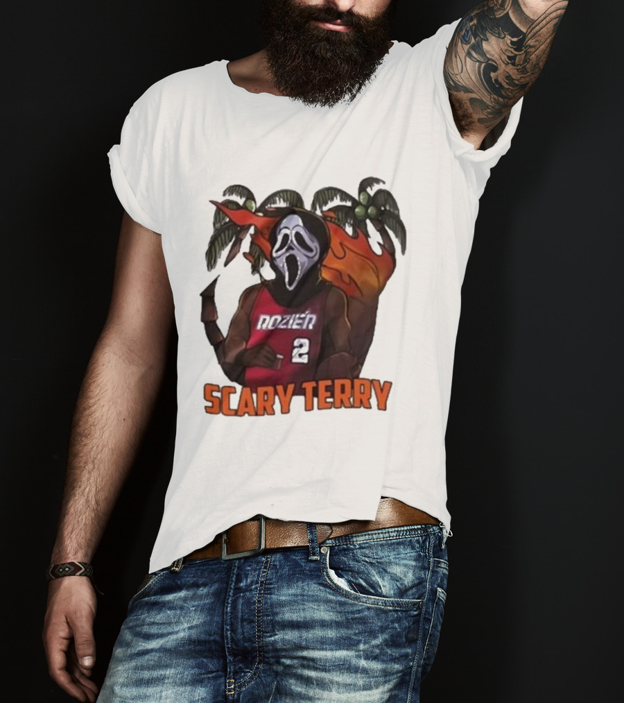 Scary Terry Rozier 2 Ghostface Basketball Tropical Flame Costume T-Shirt