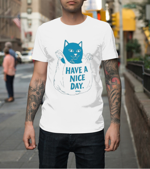 Shirt: Ripndip Have a Nice Day Cat Bag T-Shirt Ripndip Have a Nice Day Cat Bag T-Shirt