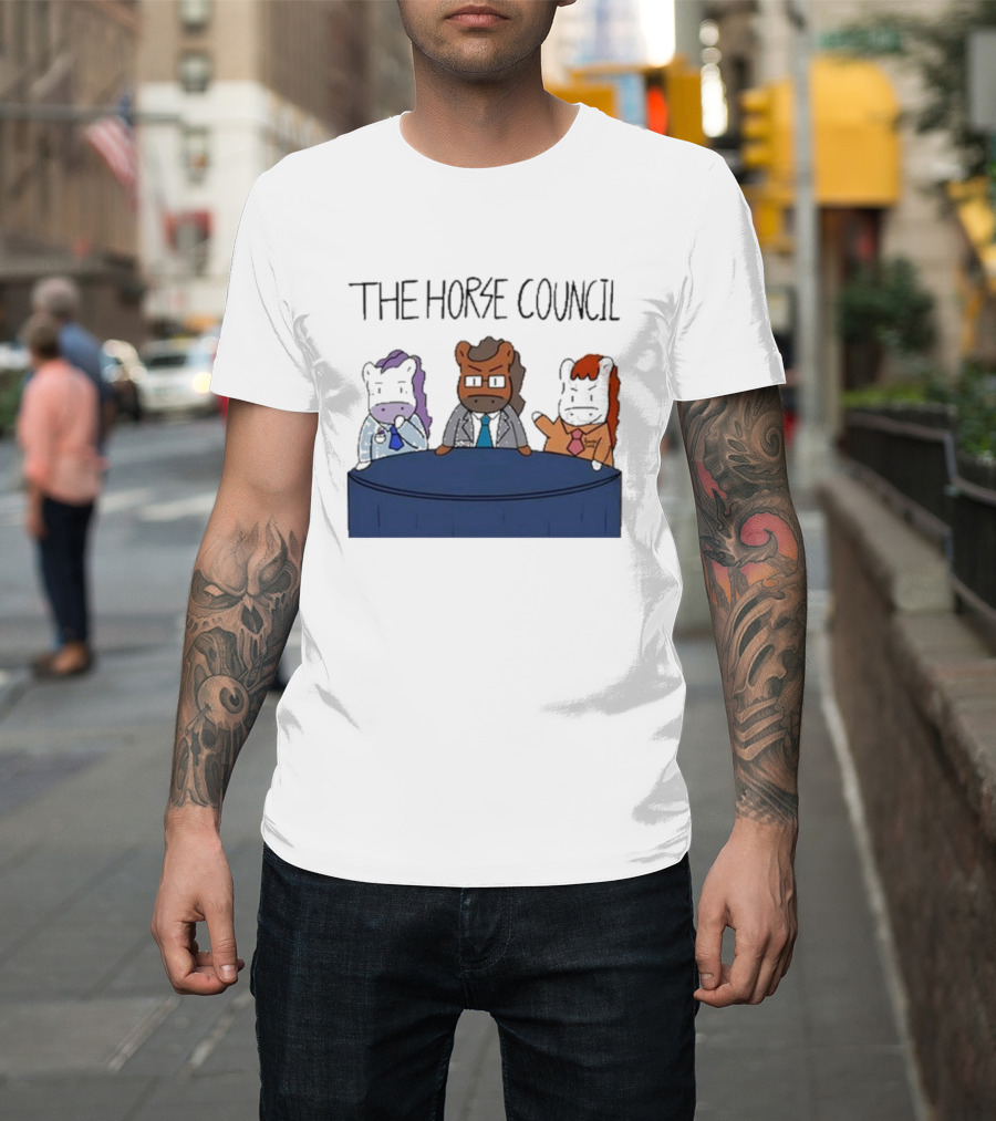 Jimothy Cool The Horse Council Cartoon Panel Meeting T-Shirt