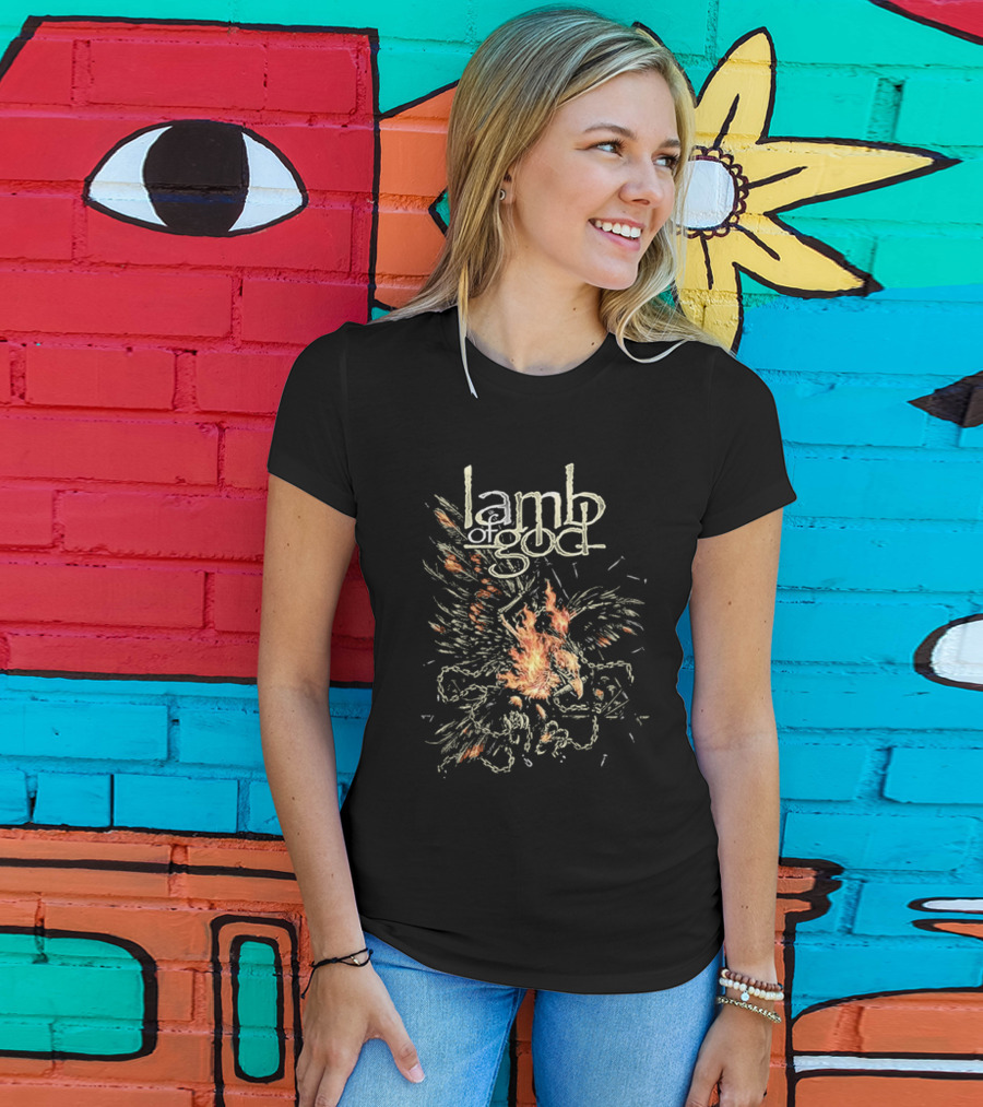 Lamb Of God Flaming Phoenix With Chains T-Shirt
