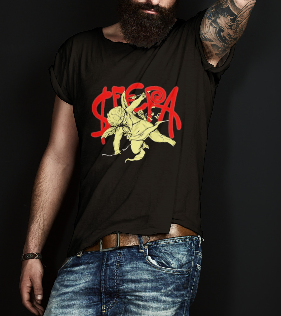 Sfera Ebbasta Cupido Cherub Red Lettering T-Shirt