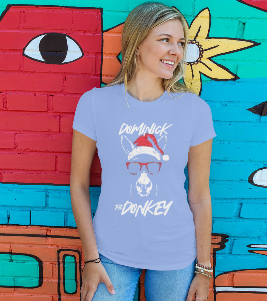 Dominick The Donkey Santa Hat Christmas Holiday T-Shirt
