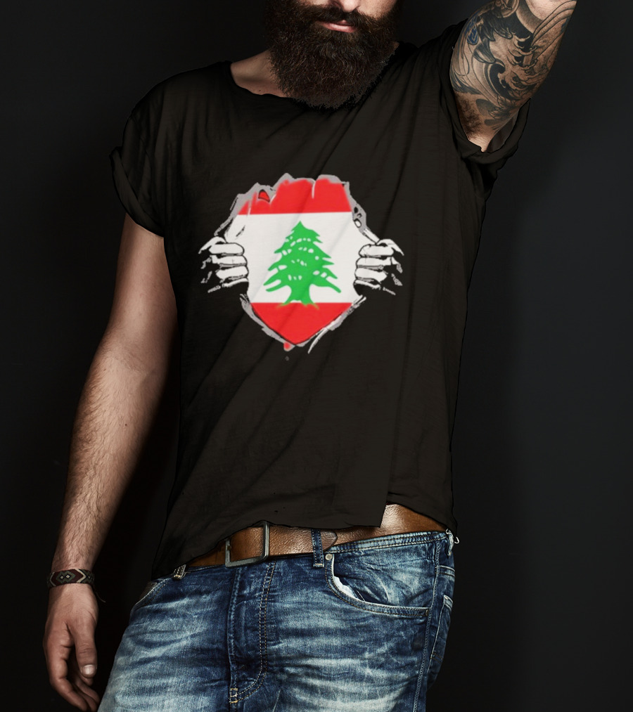 Lebanon Cedars Rugby League Lebanese Superhero Flag Icon T-Shirt