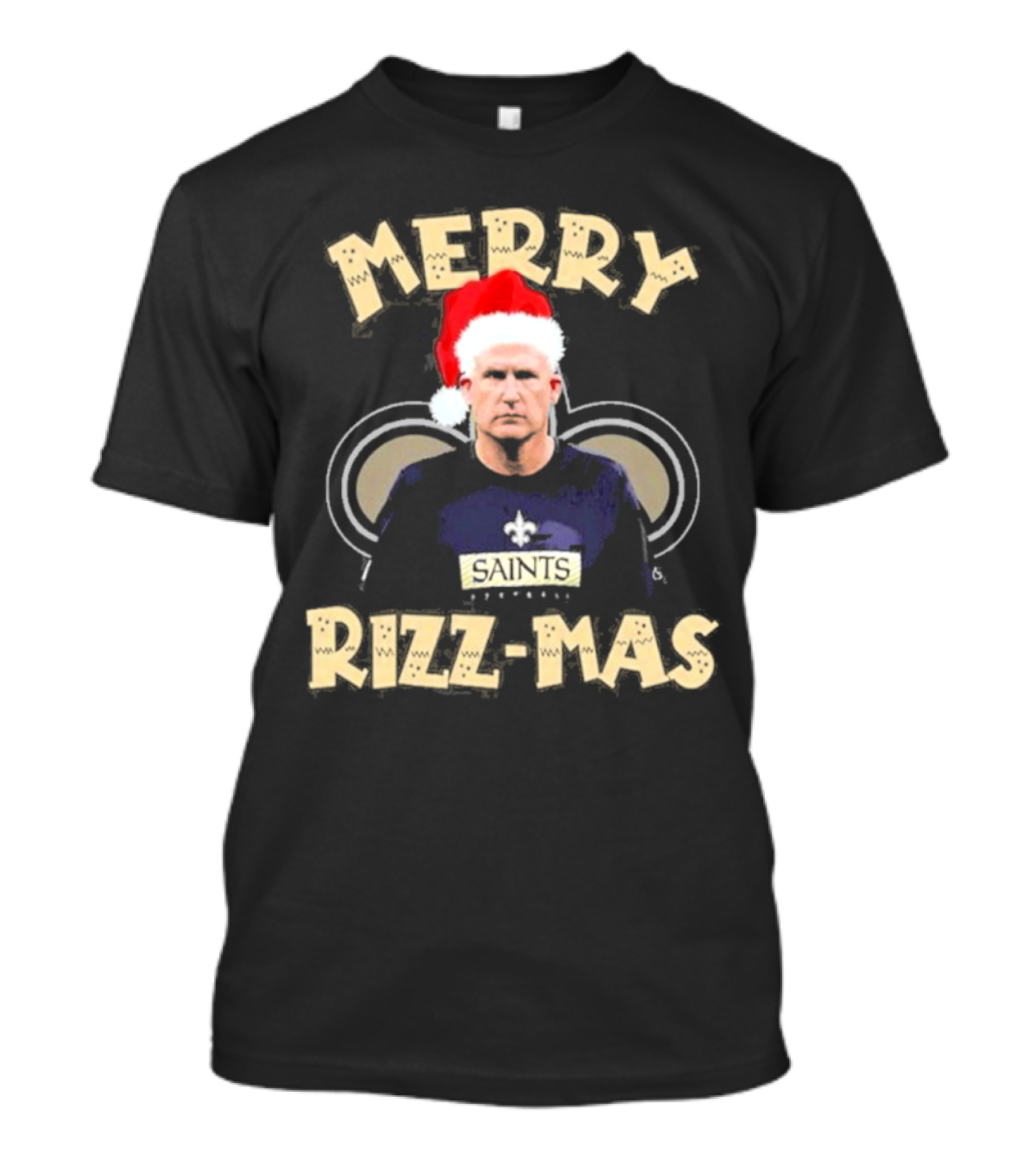 New Orleans Saints Merry Rizz-Mas Santa Hat Coach T-Shirt