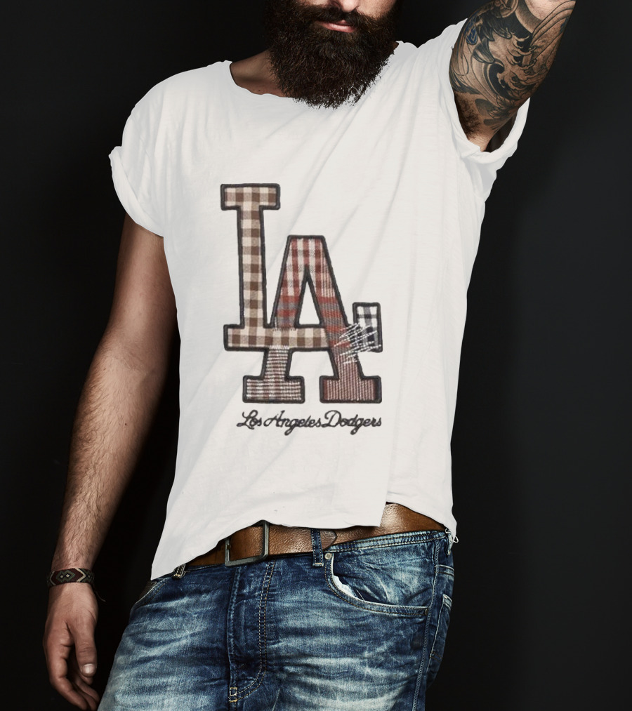 Los Angeles Dodgers Preppy Plaid LA T-Shirt