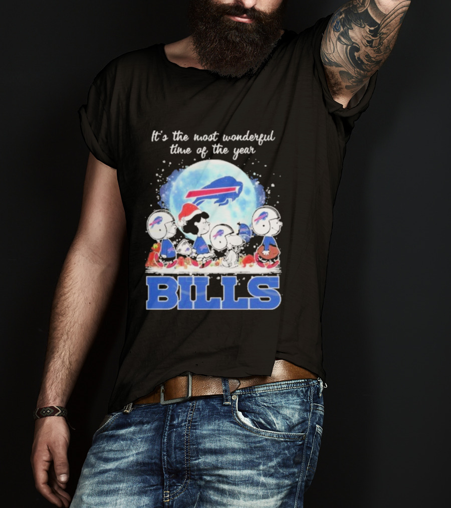 It's The Most Wonderful Time Of The Year Buffalo Bills Peanuts Football Holiday T-Shirt
