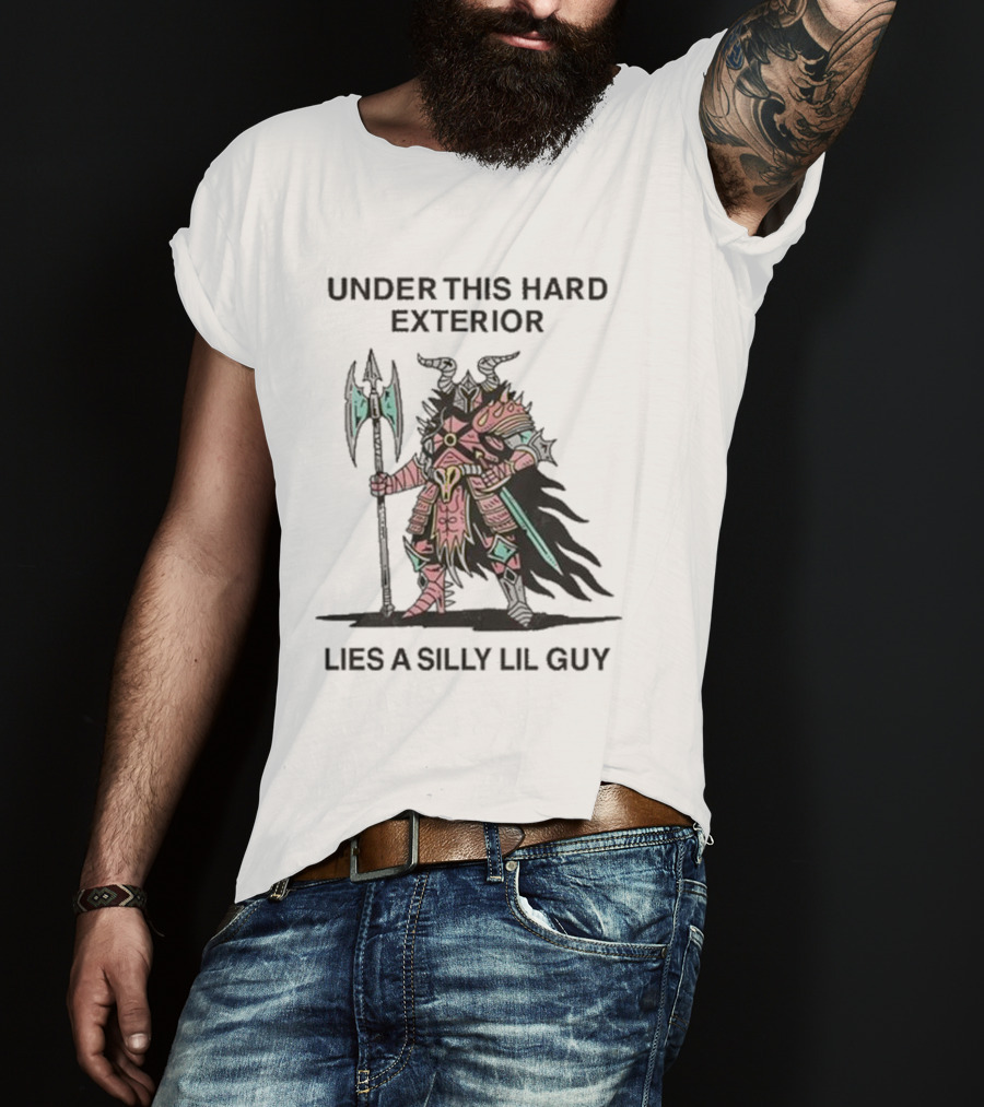 Under This Hard Exterior Lies A Silly Lil Guy Warrior With Axe And Horned Helmet T-Shirt