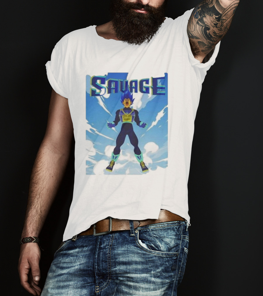 Vegeta Blue Saiyan Savage Super Warrior Transformation Scene T-Shirt