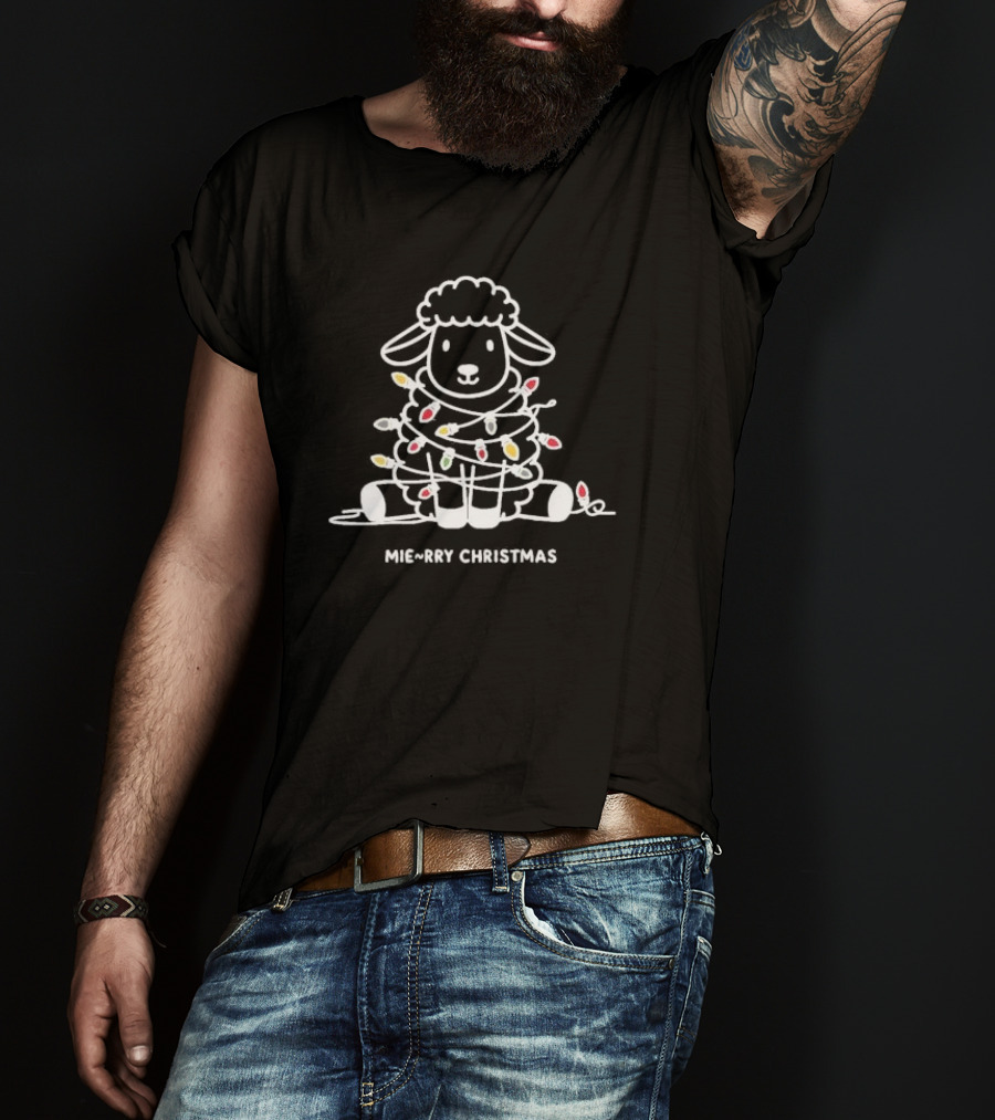 Mierry Christmas Sheep Wrapped In Lights T-Shirt