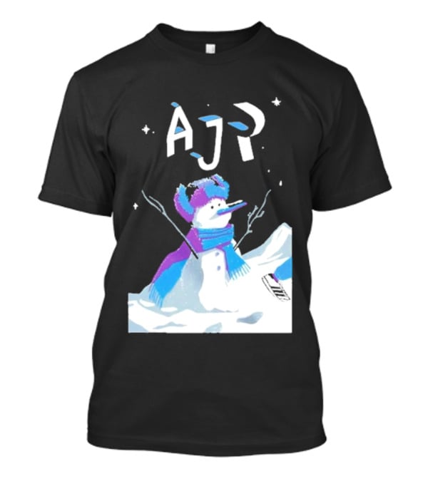 AJR Snowman With Scarf And Hat In Winter Scene T-Shirt