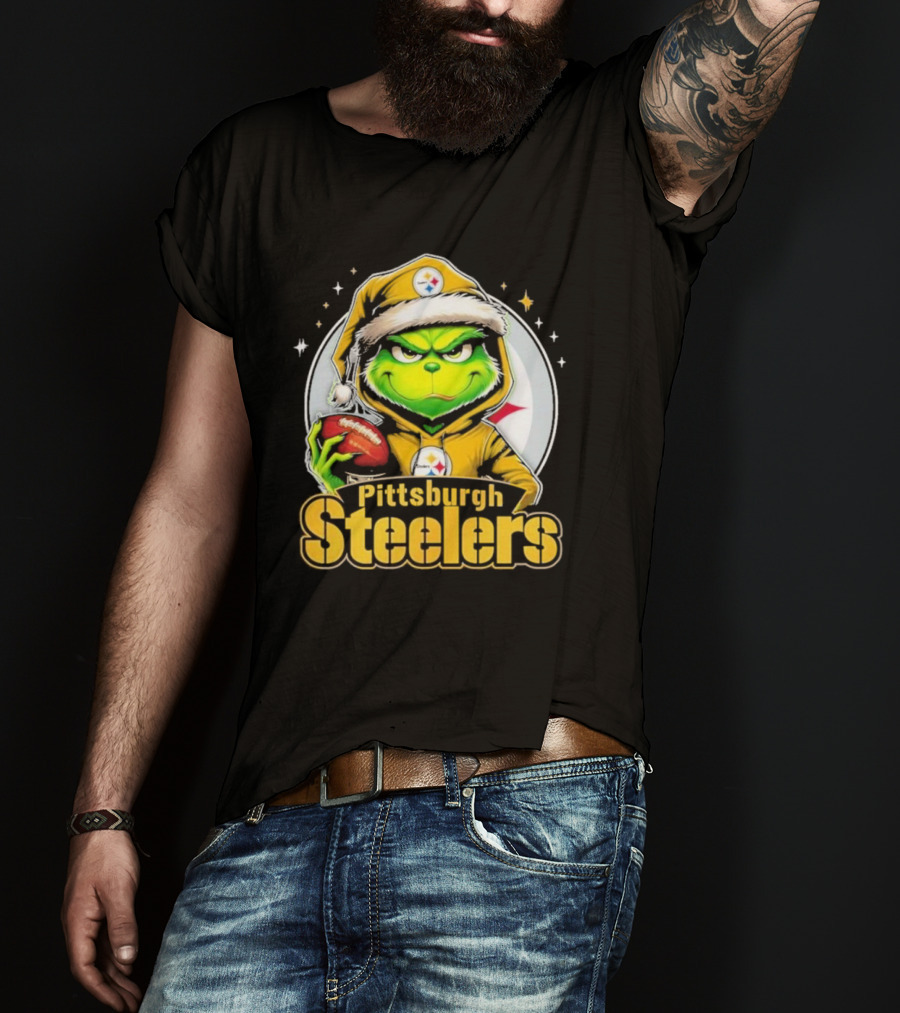 The Grinch Pittsburgh Steelers Christmas Football Crossover T-Shirt