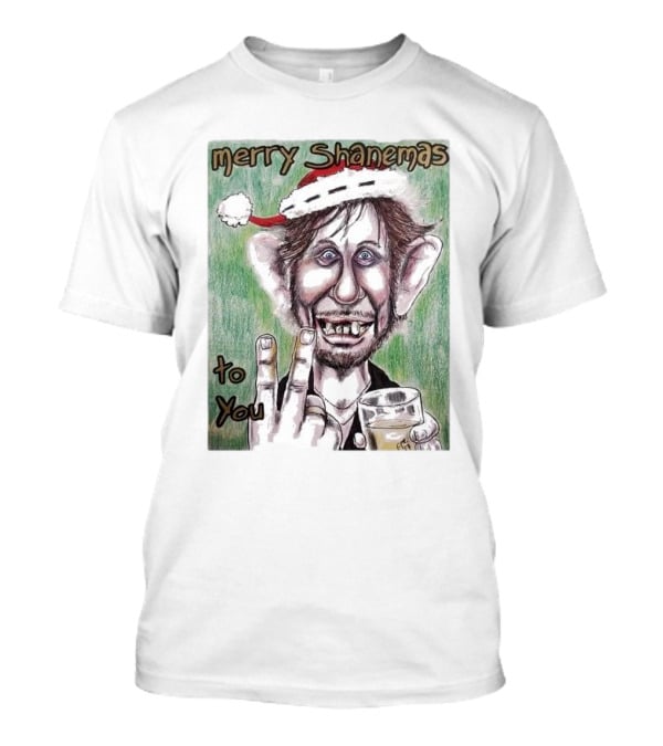 Merry Shanemas To You Shane MacGowan Christmas Card Drawing T-Shirt
