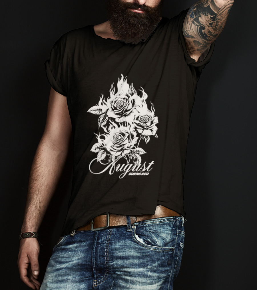 August Burns Red Burning Roses Fiery Floral T-Shirt
