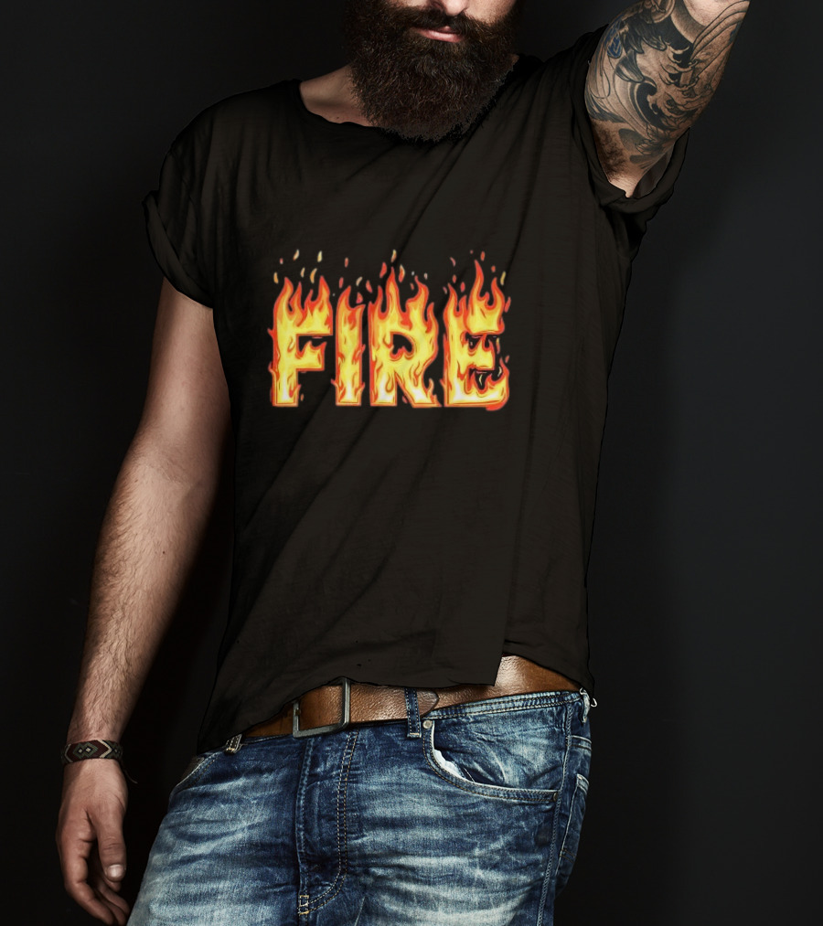 Fire Flames Text T-Shirt