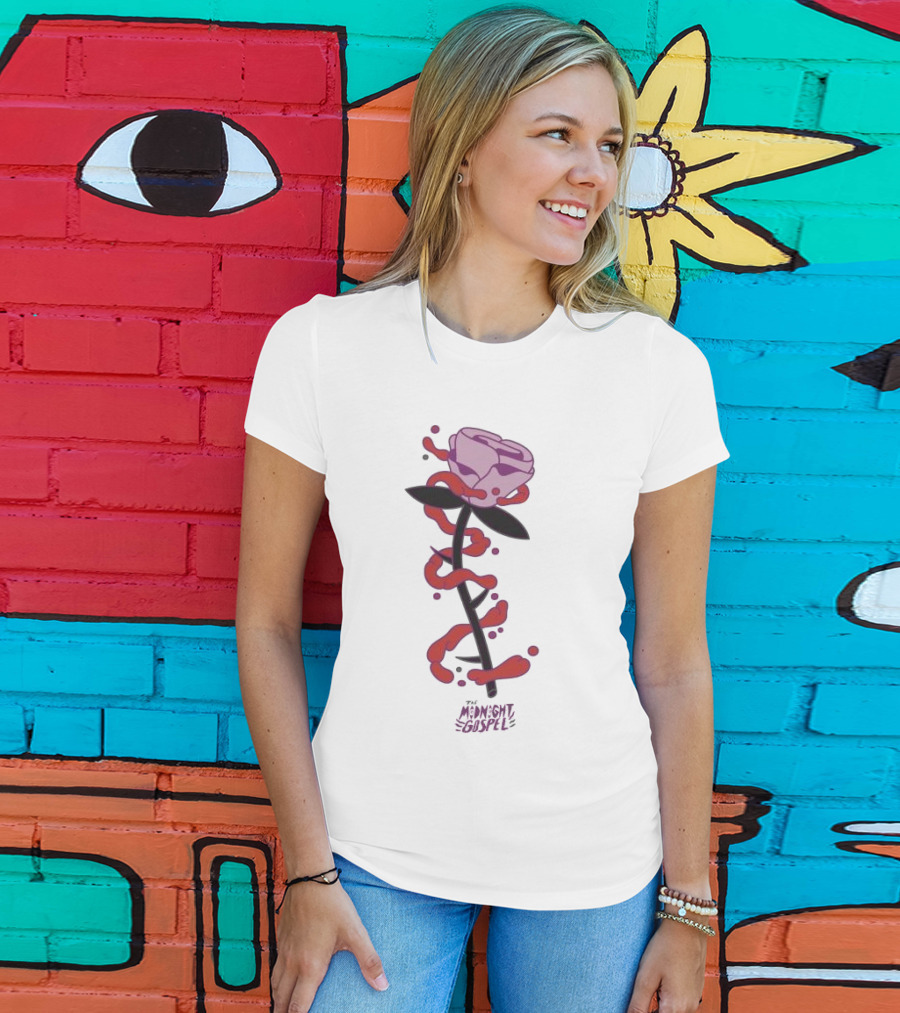 The Midnight Gospel Rose With Purple Shades And Love Swirls T-Shirt