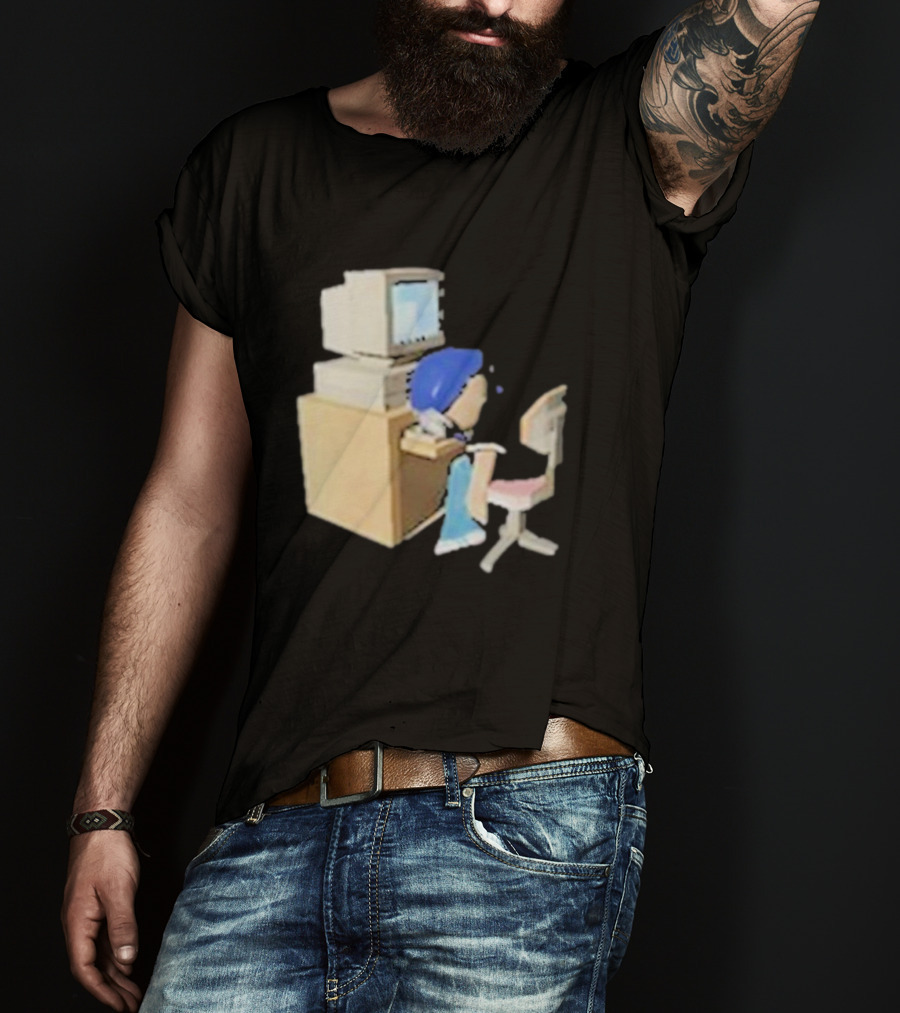 Nikki Carreon Internet Fatigue Vintage Computer Cartoon Figure T-Shirt