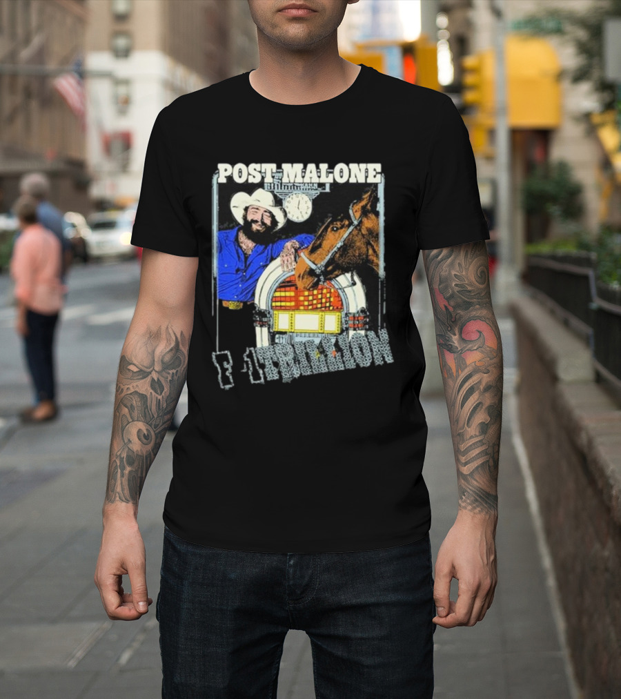 Post Malone F-1 Trillion Juke Box Cowboy And Horse Scene T-Shirt