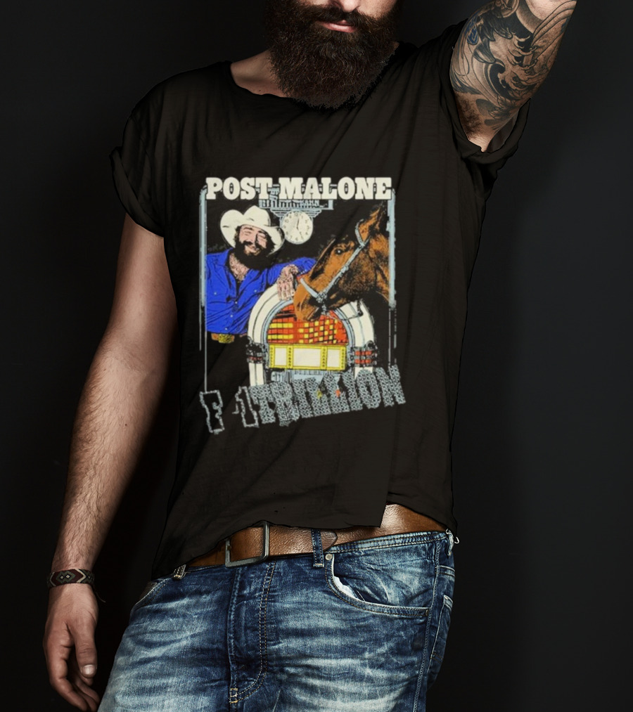 Post Malone F-1 Trillion Juke Box Cowboy And Horse Scene T-Shirt