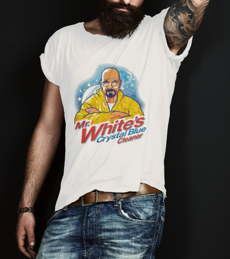 Mr. White's Crystal Blue Cleaner Breaking Bad Iconic Yellow Jacket Character T-Shirt
