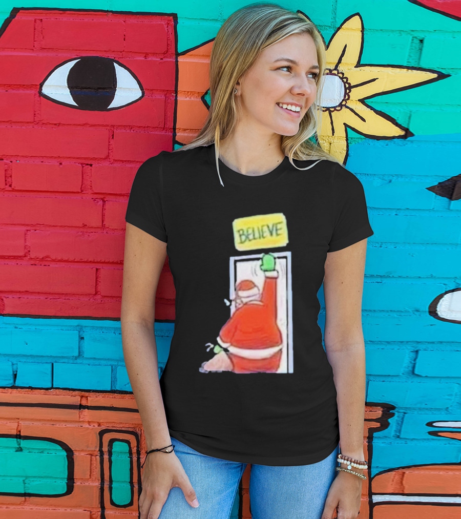 Santa Ted Lasso Believe Christmas Holiday Image T-Shirt