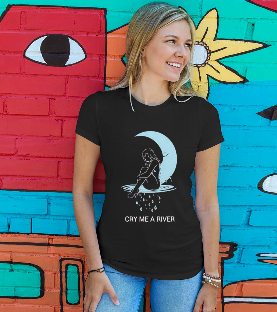 Sean Robinson Cry Me A River Sitting Figure Moon And Water Droplets T-Shirt