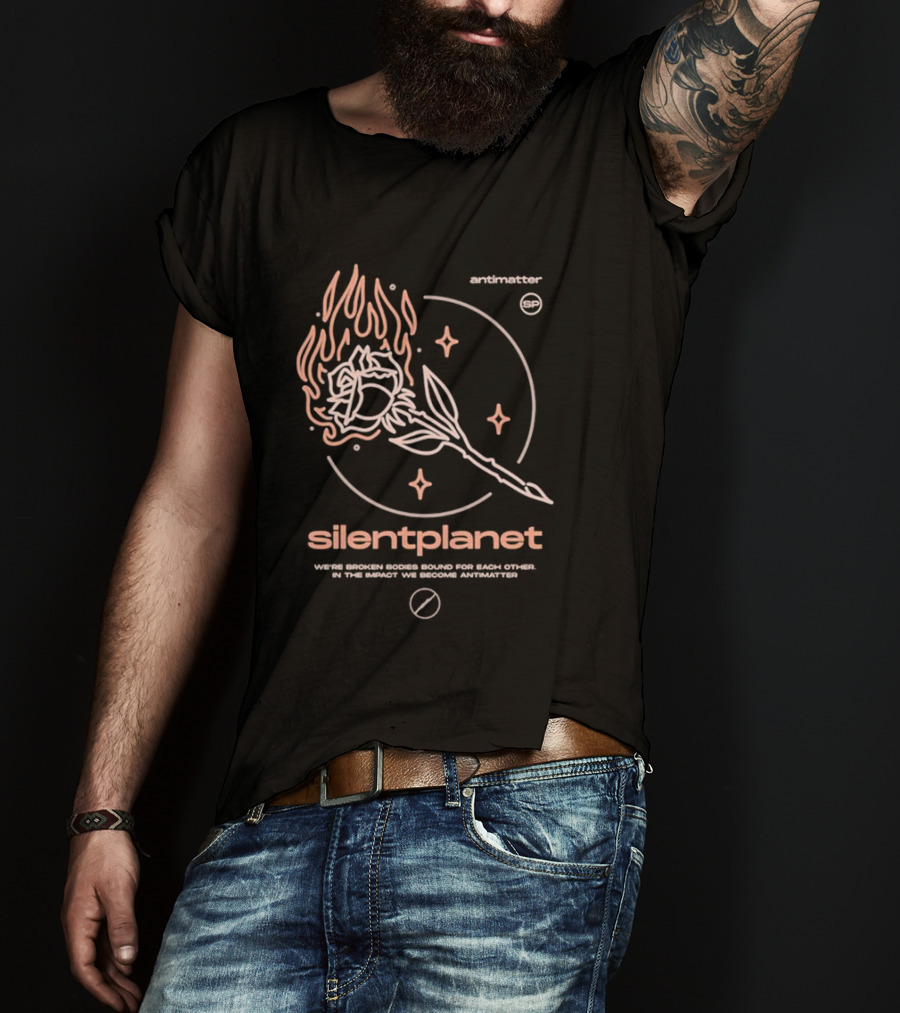 Silent Planet Antimatter Flaming Rose And Stars T-Shirt