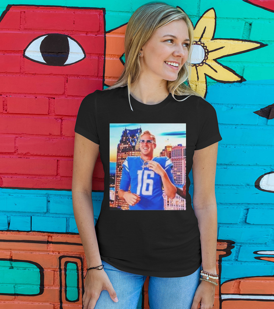 Iced Out Jared Goff Detroit Skyline Football Fashion T-Shirt