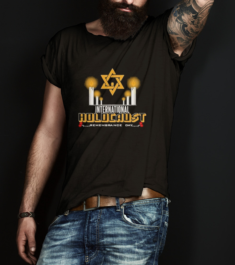 International Holocaust Remembrance Day Star Of David Candle Memorial T-Shirt