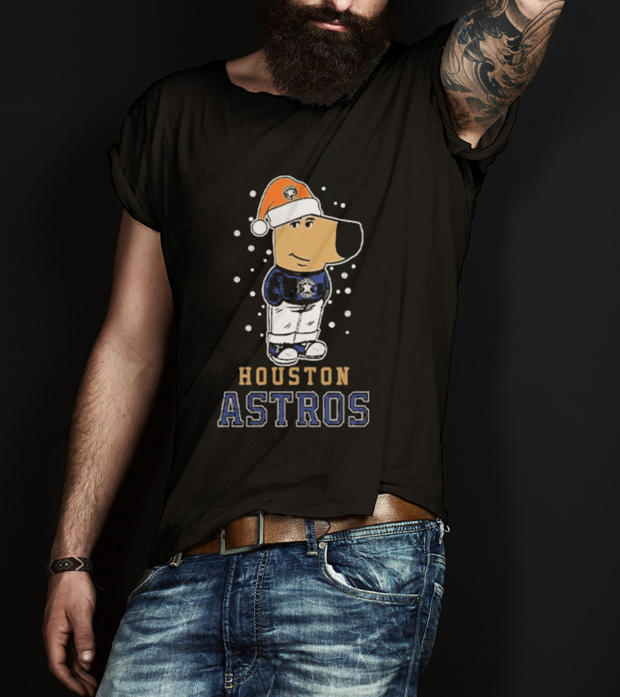 Houston Astros Christmas Santa Dog Mascot T-Shirt