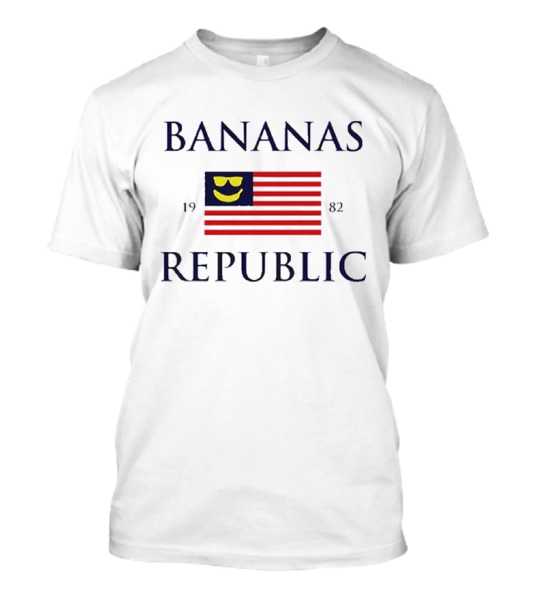 Bananas Republic 1982 Flag With Sunglasses Emoji T-Shirt
