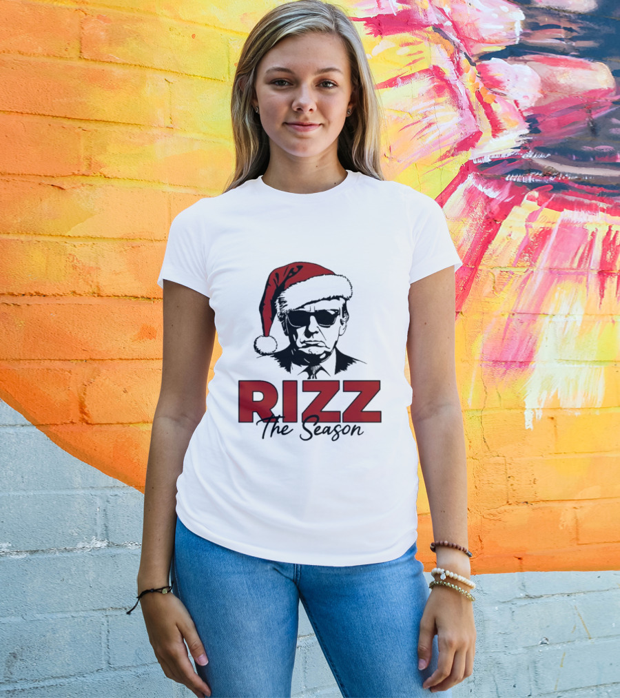 Rizz The Season Santa Hat Sunglasses Christmas T-Shirt