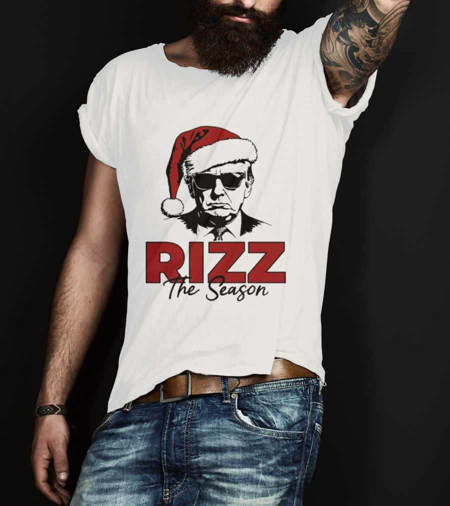 Rizz The Season Santa Hat Sunglasses Christmas T-Shirt