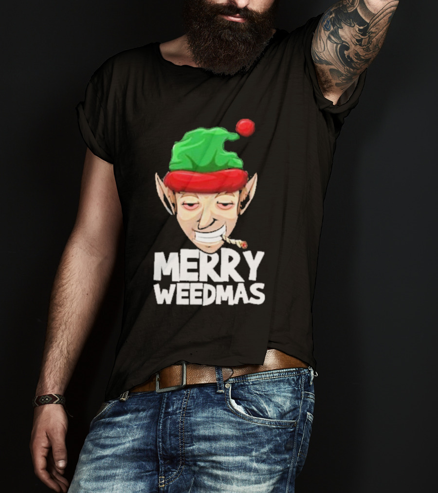 Merry Weedmas Elf Smoking 420 T-Shirt