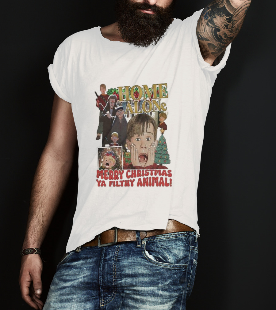 Home Alone Merry Christmas Ya Filthy Animal Kevin McCallister Holiday Movie Collage T-Shirt