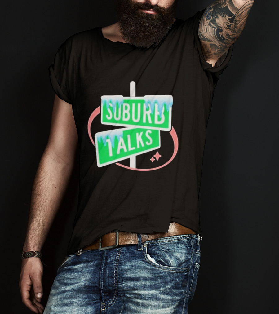 Suburb Talks Snowy Street Signs Christmas T-Shirt
