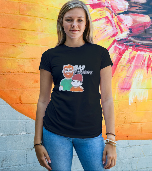 Bad Friends Cartoon Characters With Beard And Beanie T-Shirt