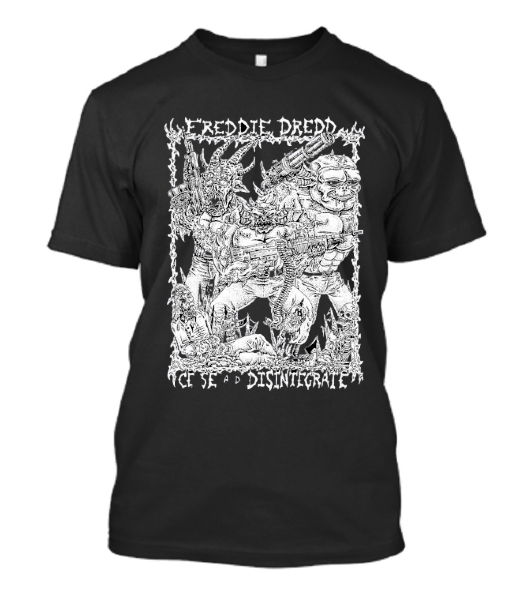Freddie Dredd Cease And Disintegrate Demon Soldiers Combat Scene T-Shirt