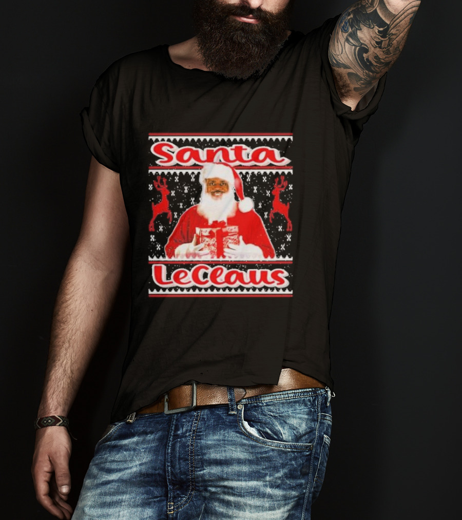 Lebron James Santa LeClaus Ugly Christmas Sweater Festive Holiday Reindeer T-Shirt