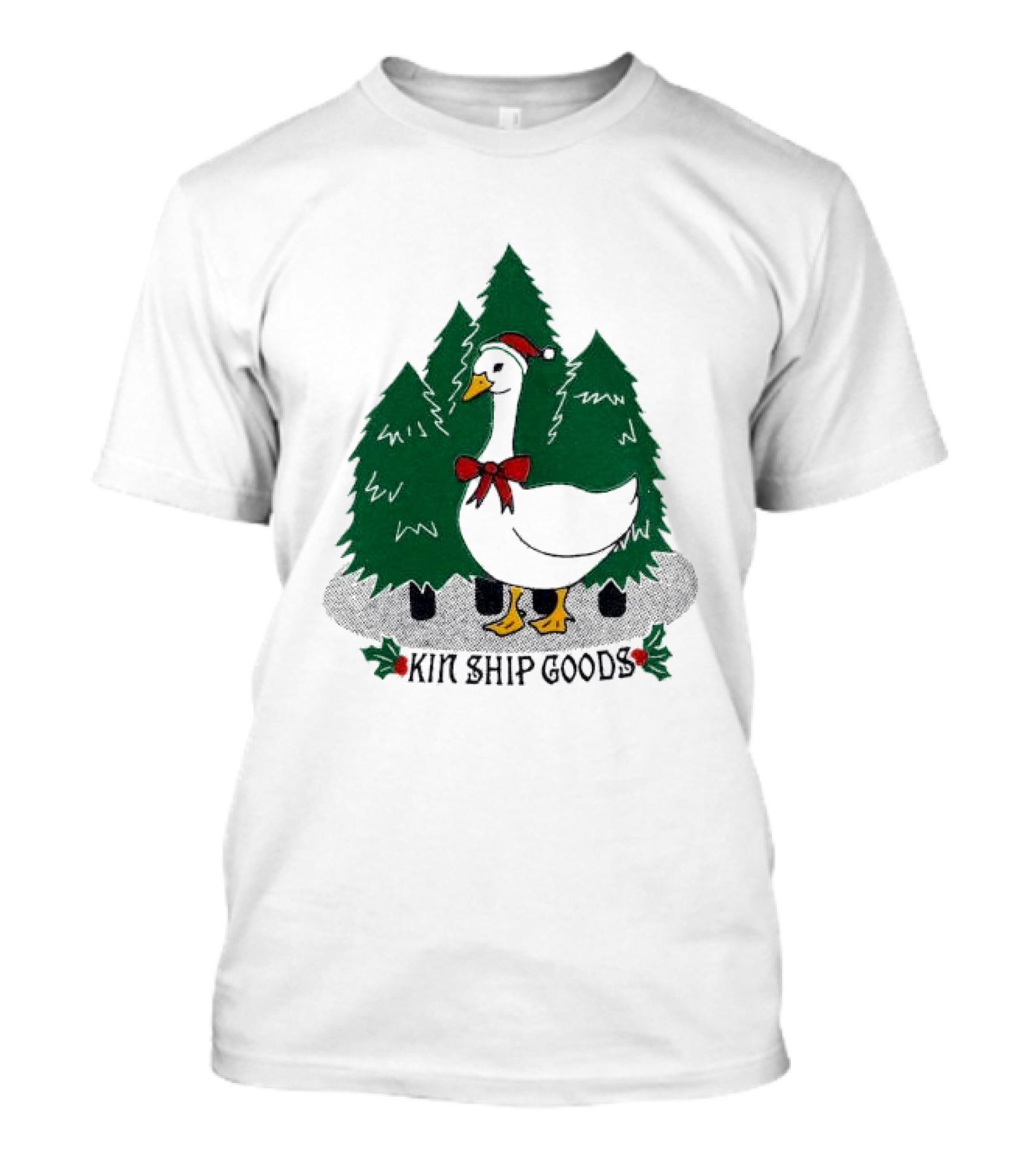 Kin Ship Goods Santa Claus Duck Christmas Trees Merry Christmas T-Shirt