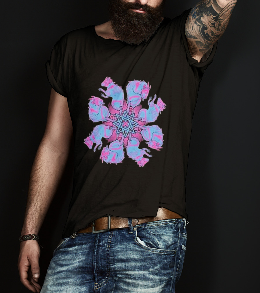 Pinku Kult Rat King Star Pattern Circular T-Shirt