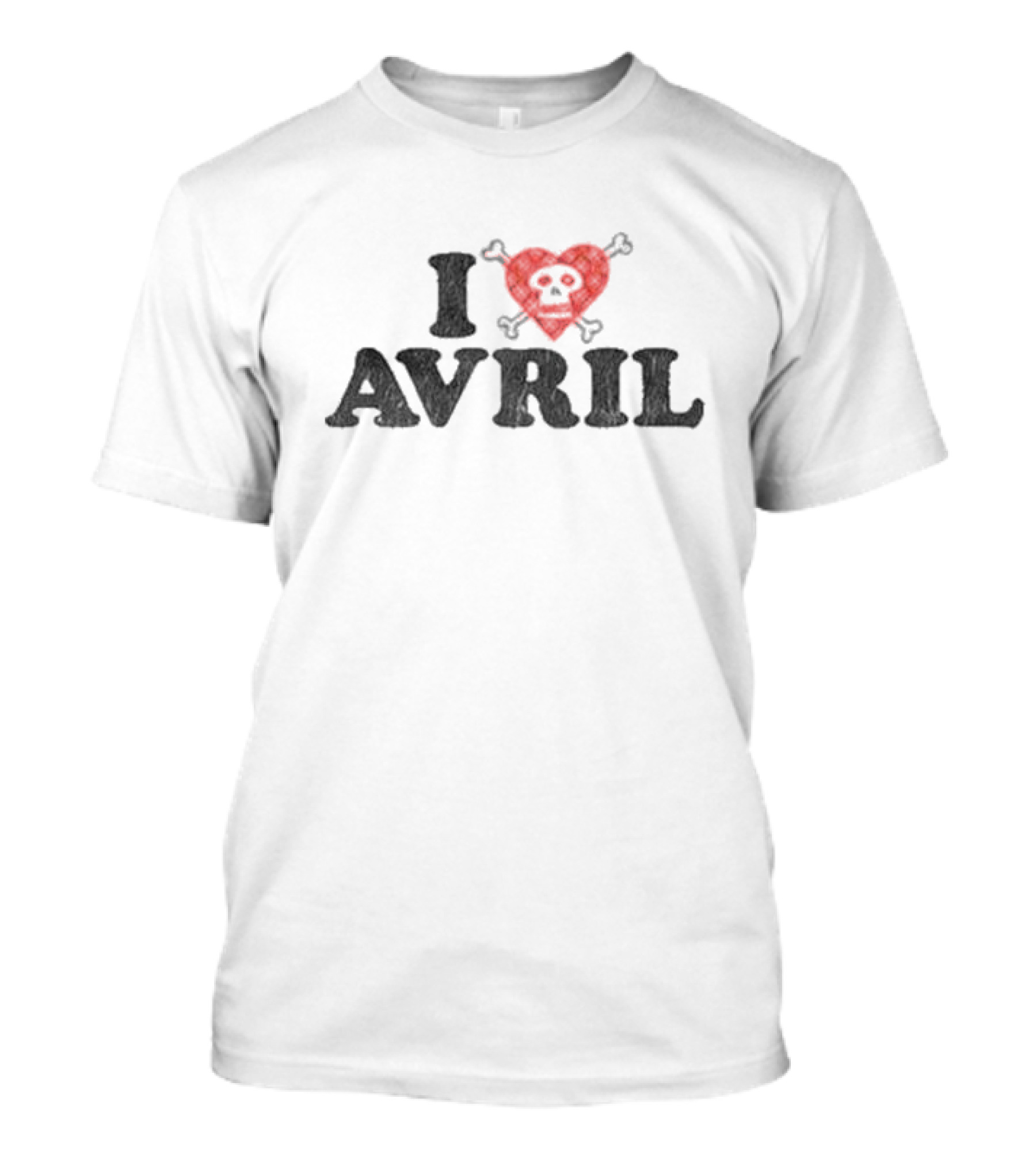 I Heart Avril Skull Red Checkered Punk T-Shirt