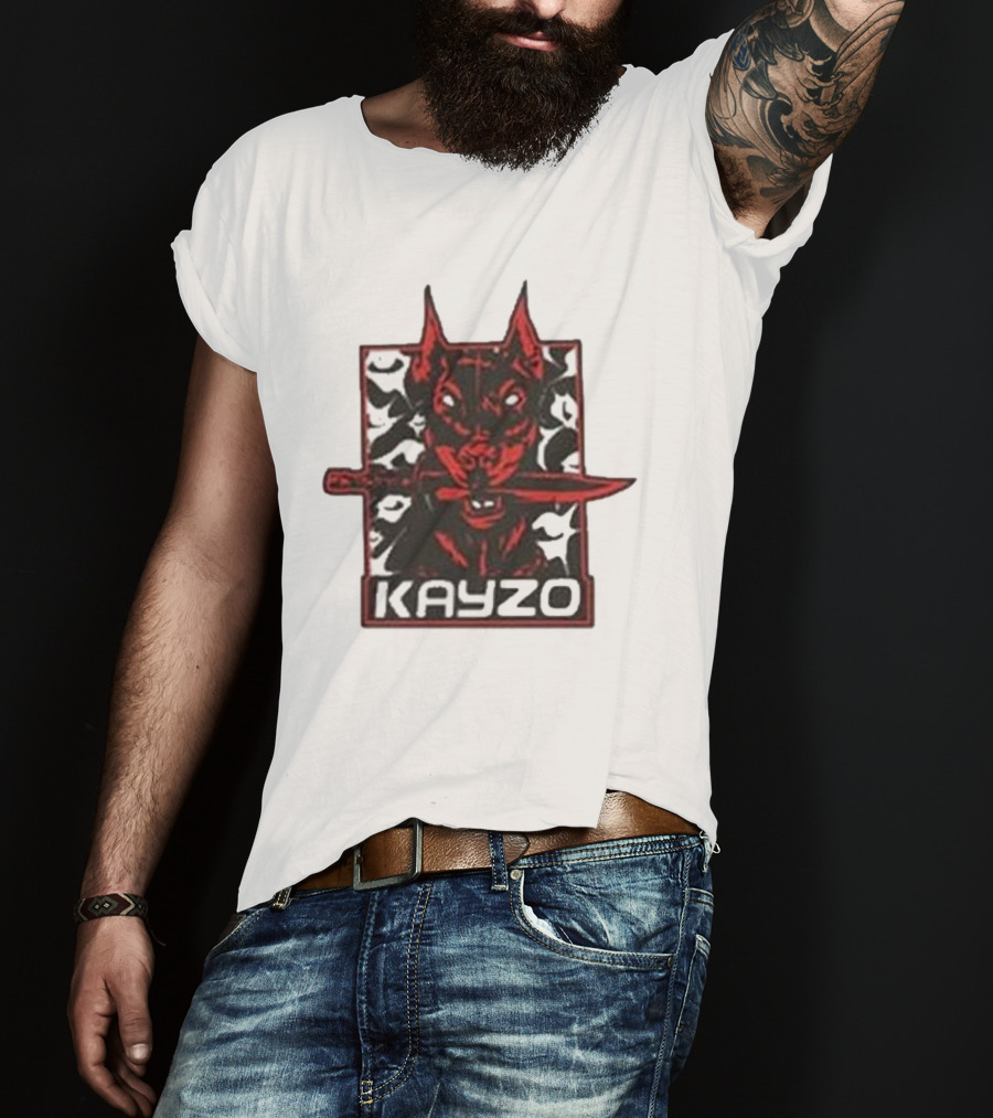 Kayzo Knife Dog Logo With Red And Black T-Shirt