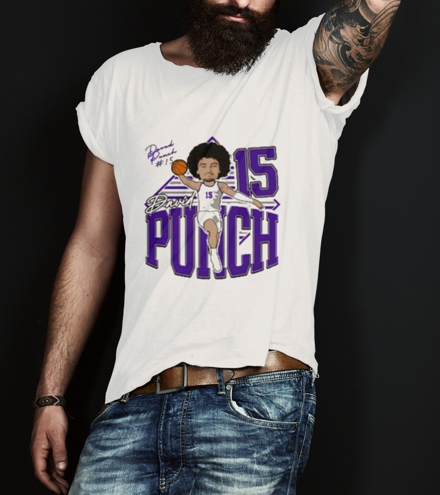 David Punch #15 TCU Basketball Player Caricature T-Shirt