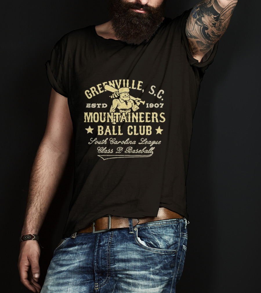 Greenville SC Estd 1907 Mountaineers Ball Club South Carolina League Class D Baseball T-Shirt