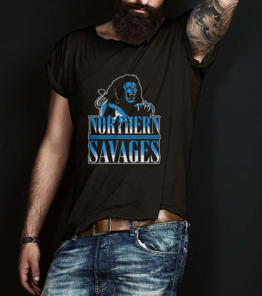 NORTHERN SAVAGES Roaring Blue Lion Emblem T-Shirt