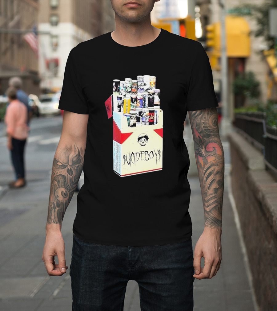 Suicideboys Loose Fit Cigarette Box Print Casual Tops Blouses T-Shirt