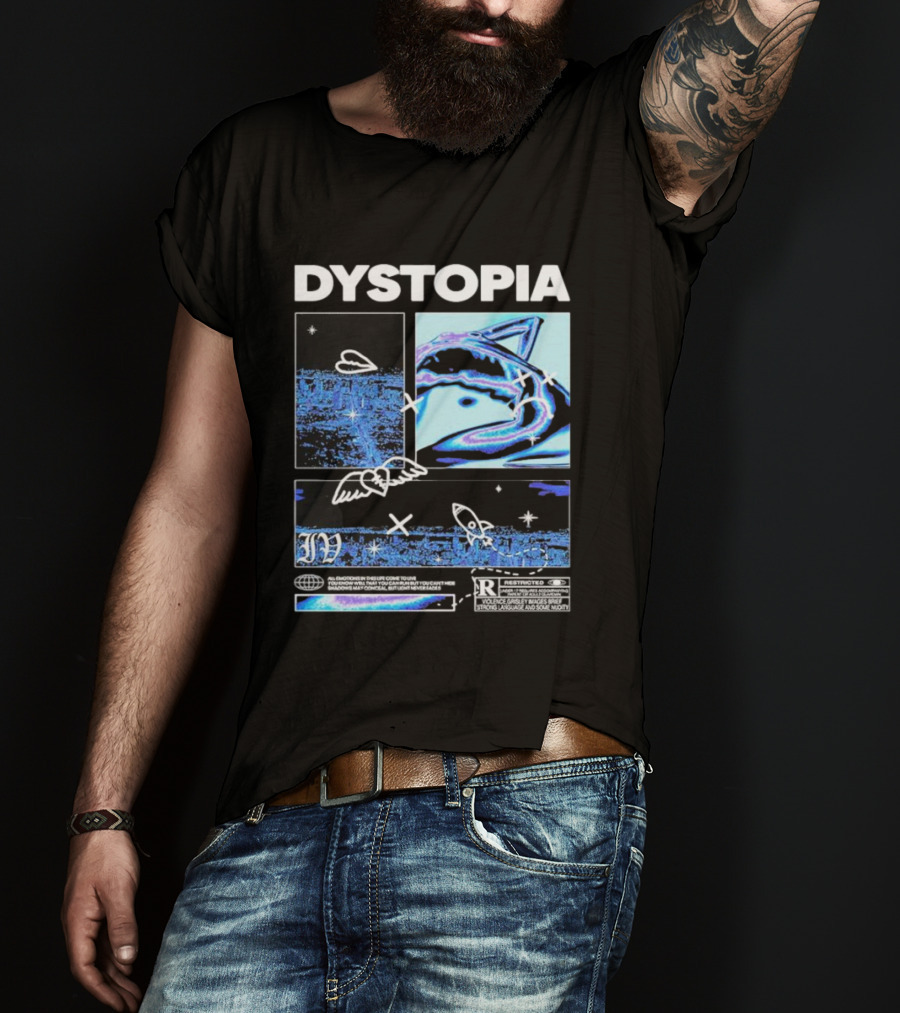 Dystopia Ivoxygen All Emotions In Ties Life Come To Live Shadows May Conceal But Light Never Fades Restricted T-Shirt