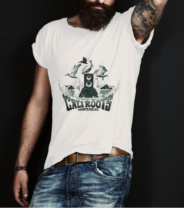 Cali Roots Monterey, CA Pelicans Speaker Waves T-Shirt