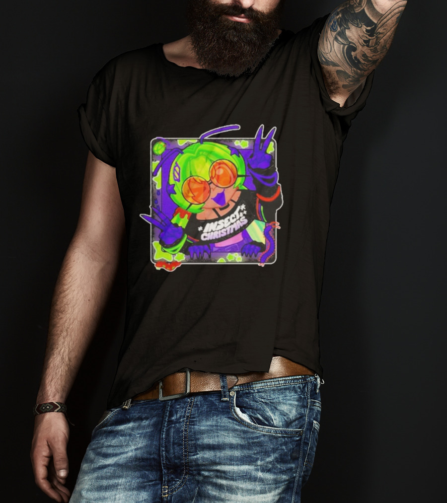 Insect Christmas Neon Peace Alien Vibes T-Shirt